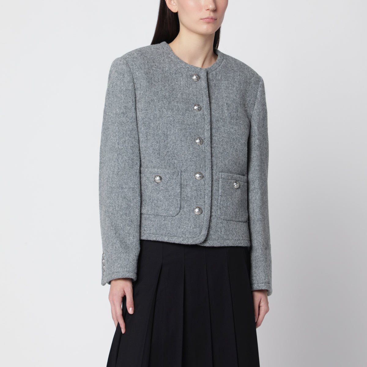 Grey mélange Classic jacket in tweed