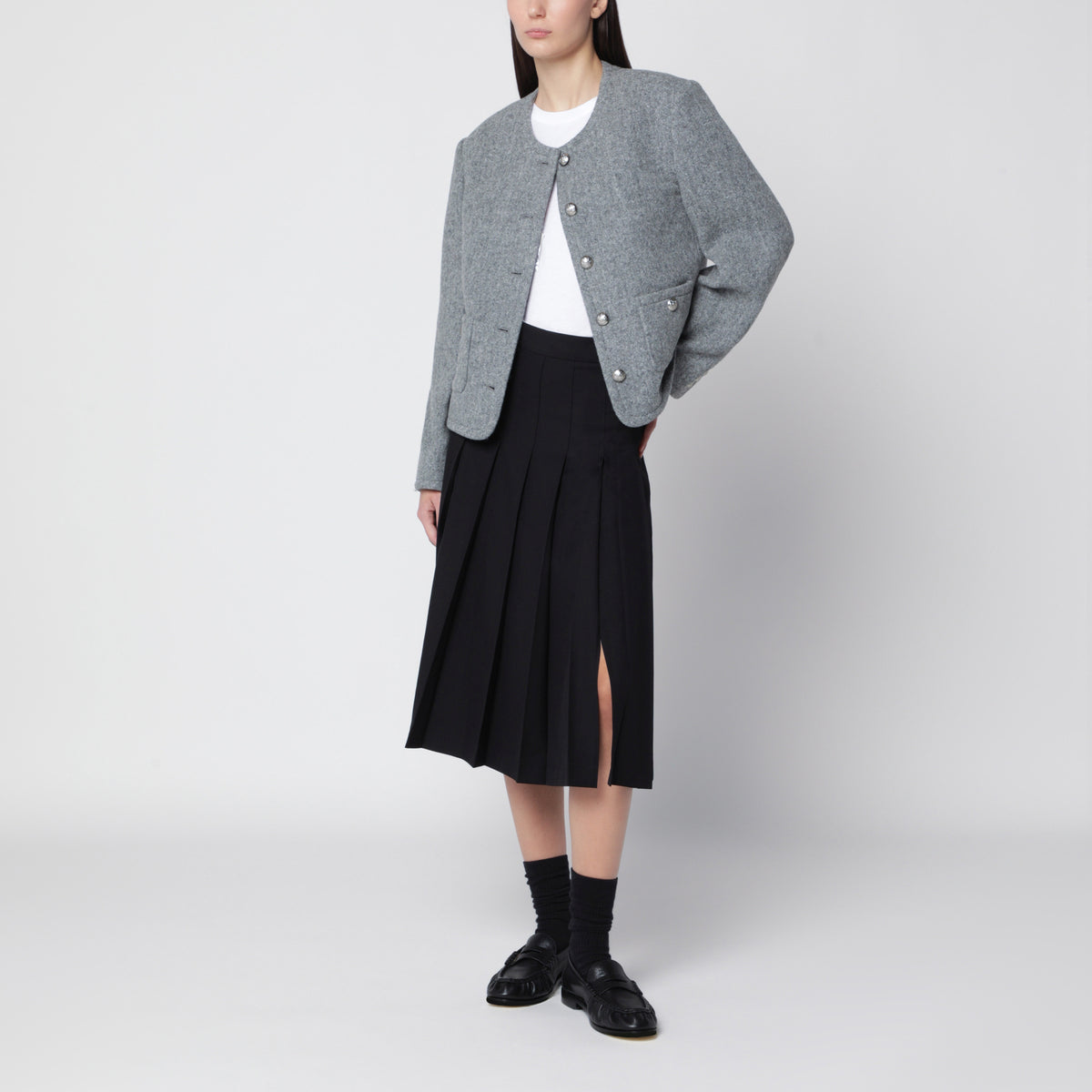 Grey mélange Classic jacket in tweed