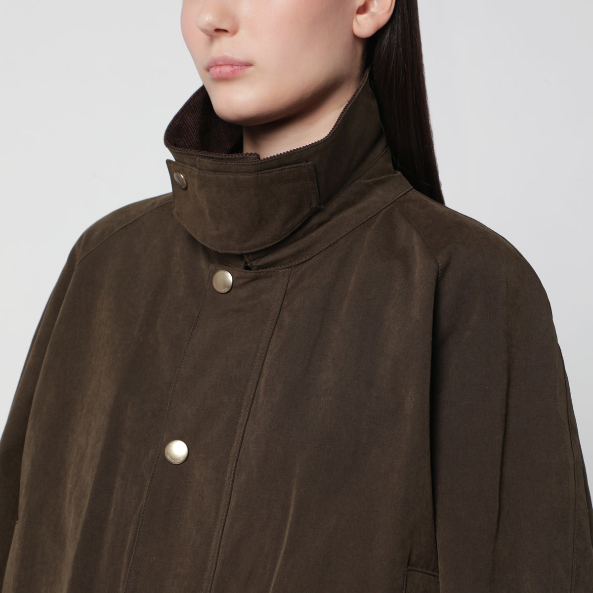 Khakifarbene Jagdjacke aus gewachster Baumwolle