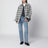 Khaki check quilted flannel shirt jacket