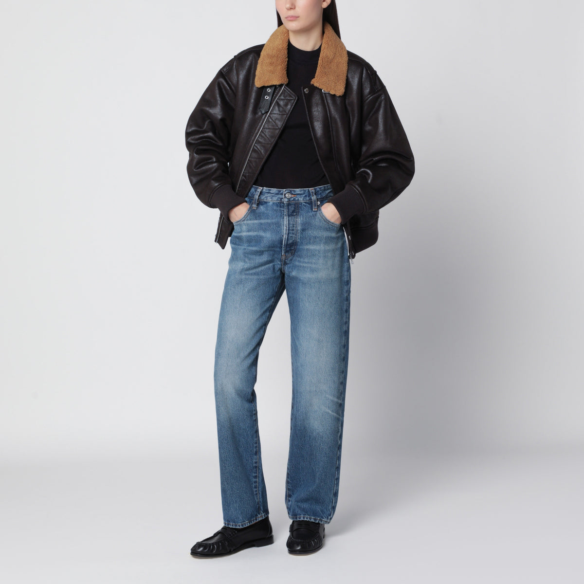 Black Aviator Volume bomber jacket