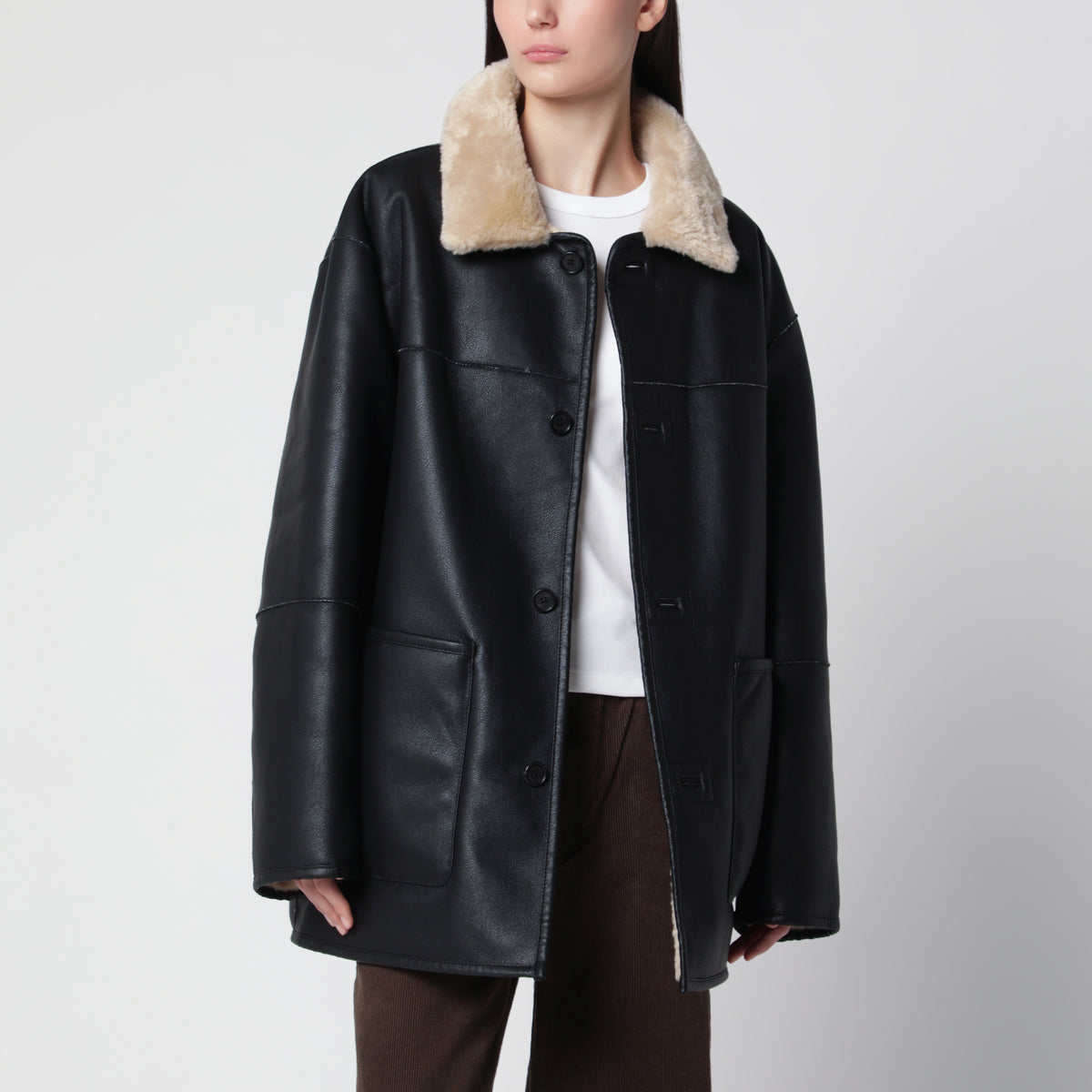 Giacca reversibile effetto shearling nera
