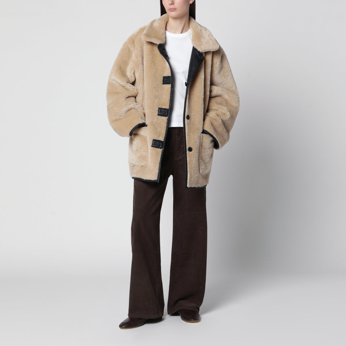 Giacca reversibile effetto shearling nera