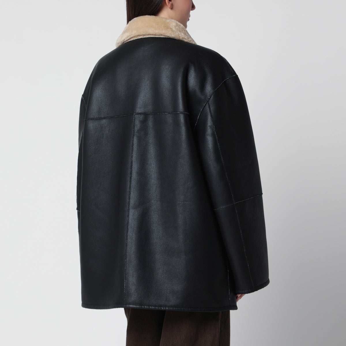 Giacca reversibile effetto shearling nera