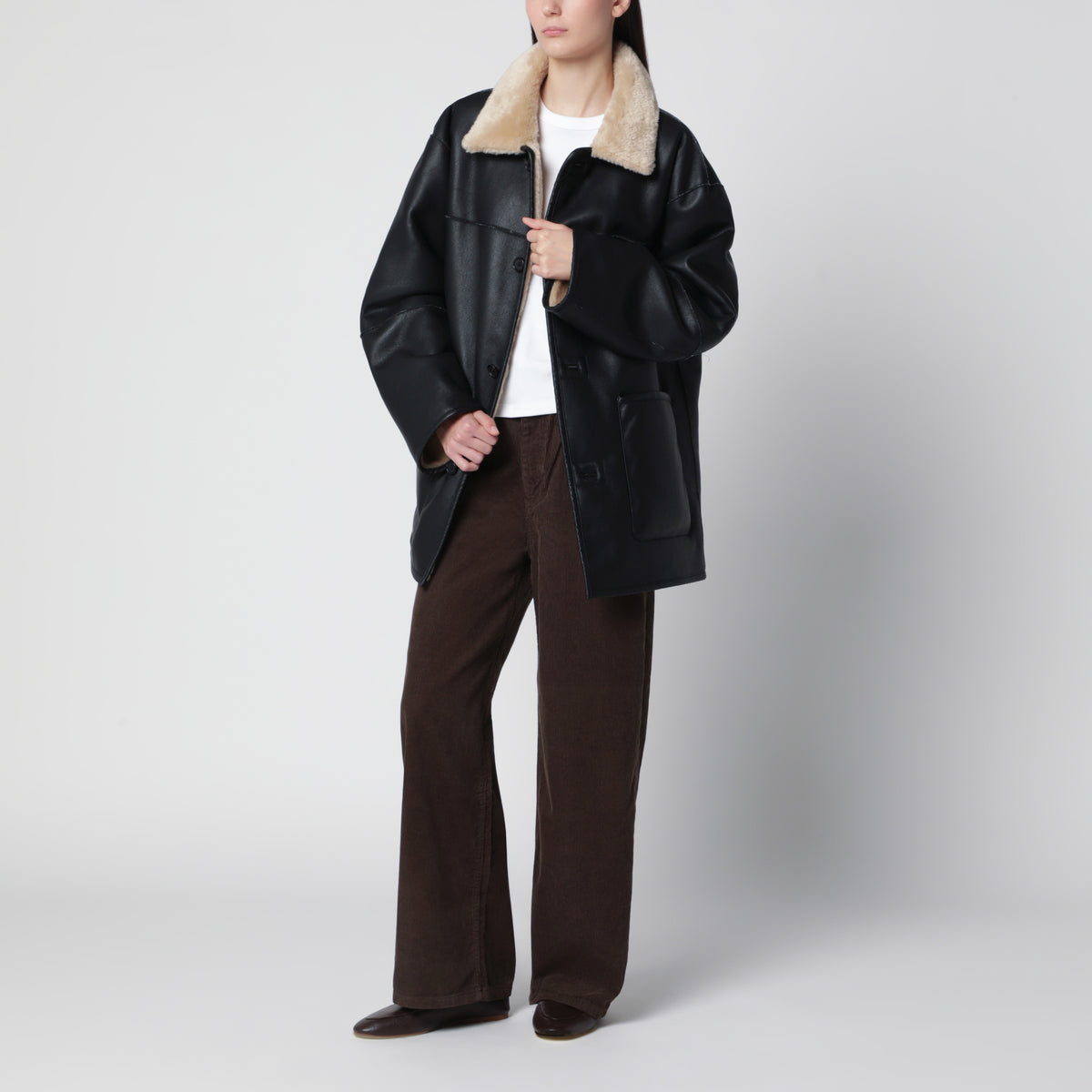 Giacca reversibile effetto shearling nera