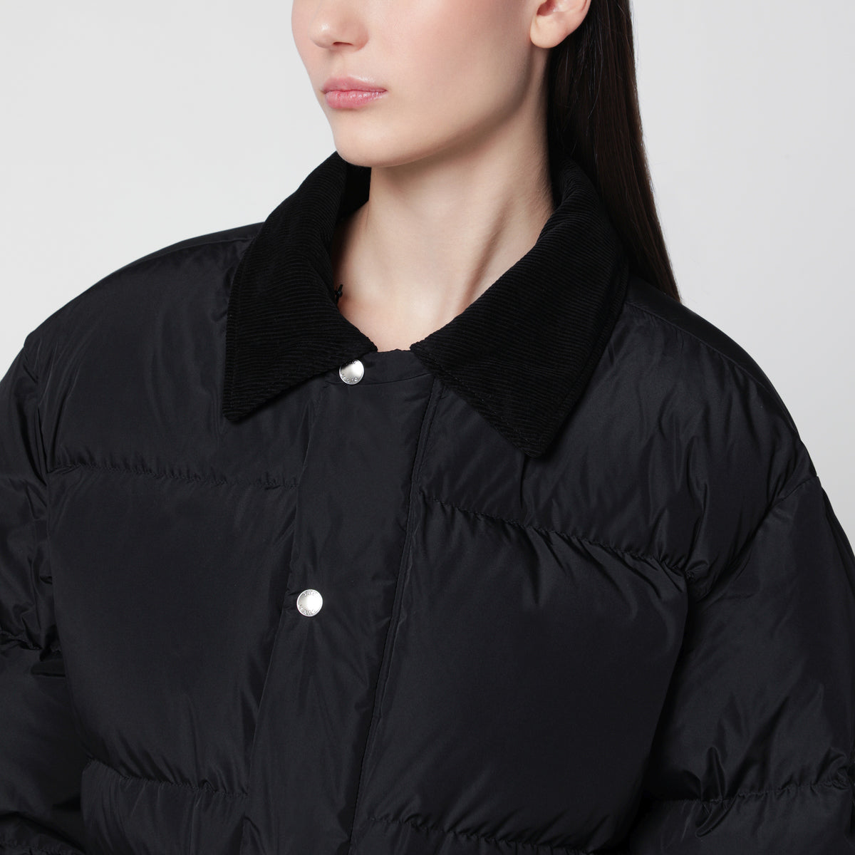 Schwarze gefütterte Flight Jacke mit Kunstpelzkragen
