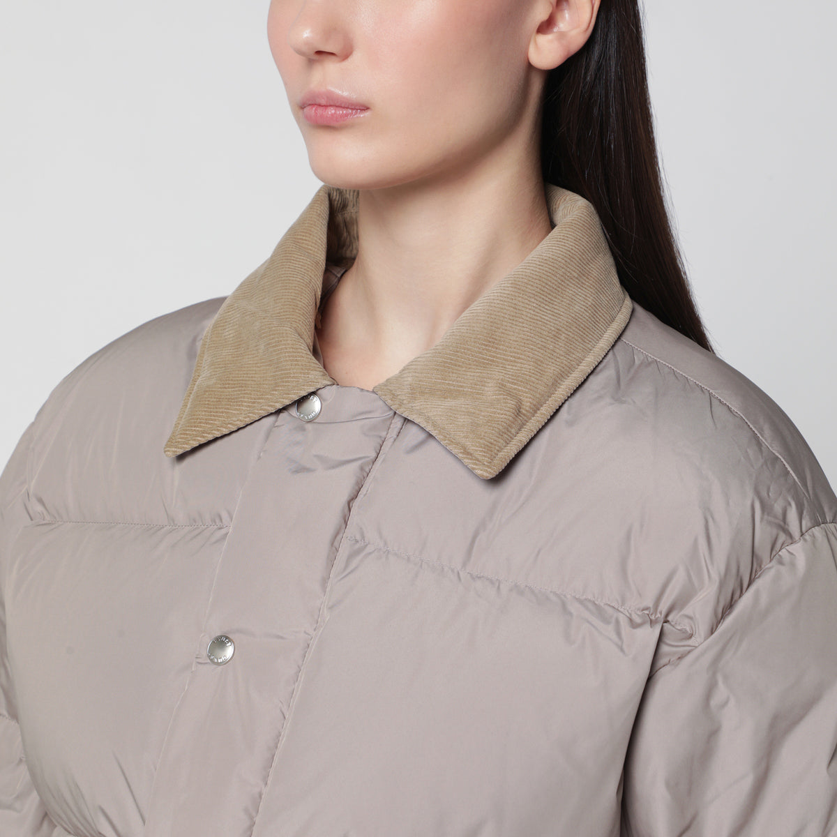 Beige gefütterte Flight Jacke mit Kunstpelzkragen