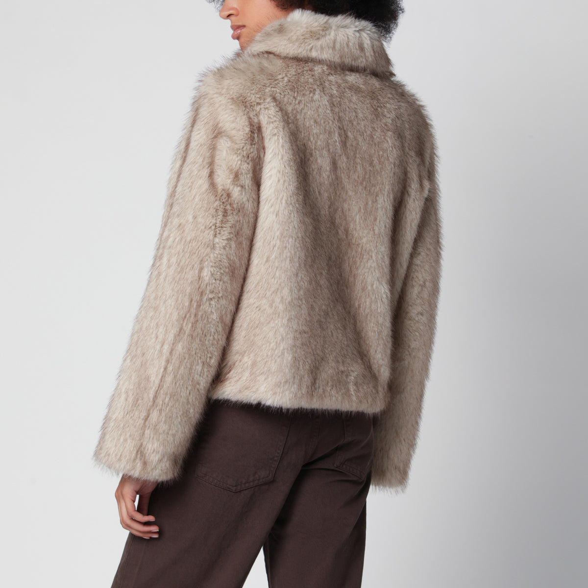 Giacca corta Faux Fur greyish beige