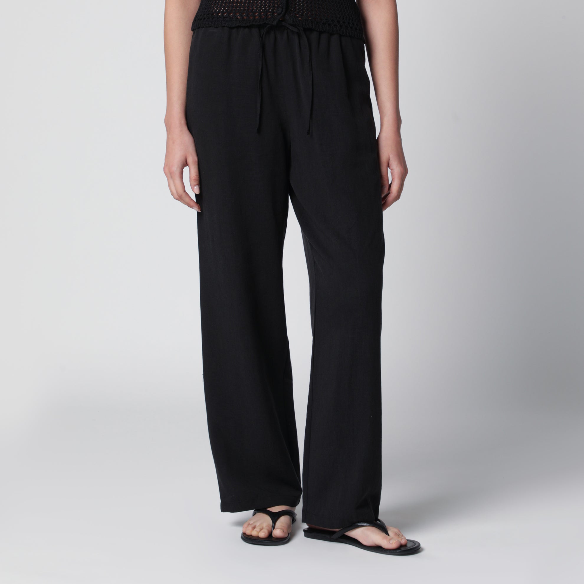 Schwarze Rayon-Hose