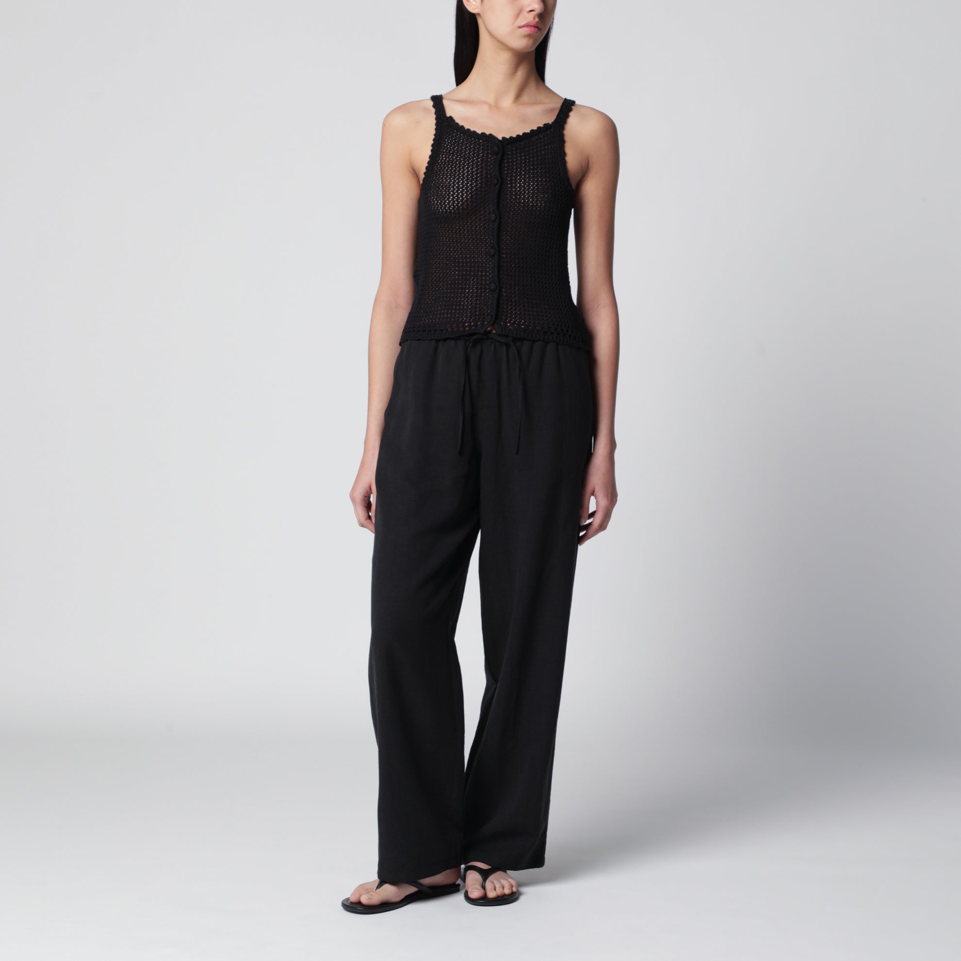 Schwarze Rayon-Hose