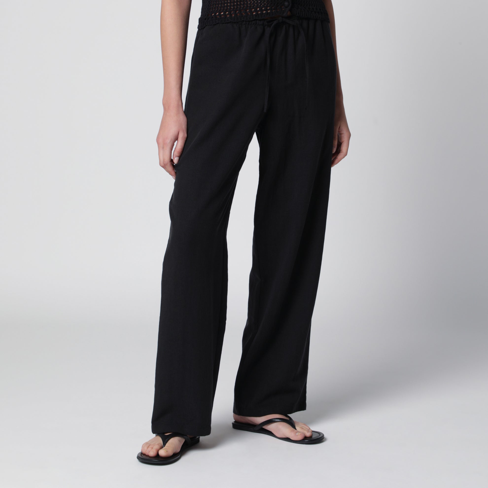 Schwarze Rayon-Hose