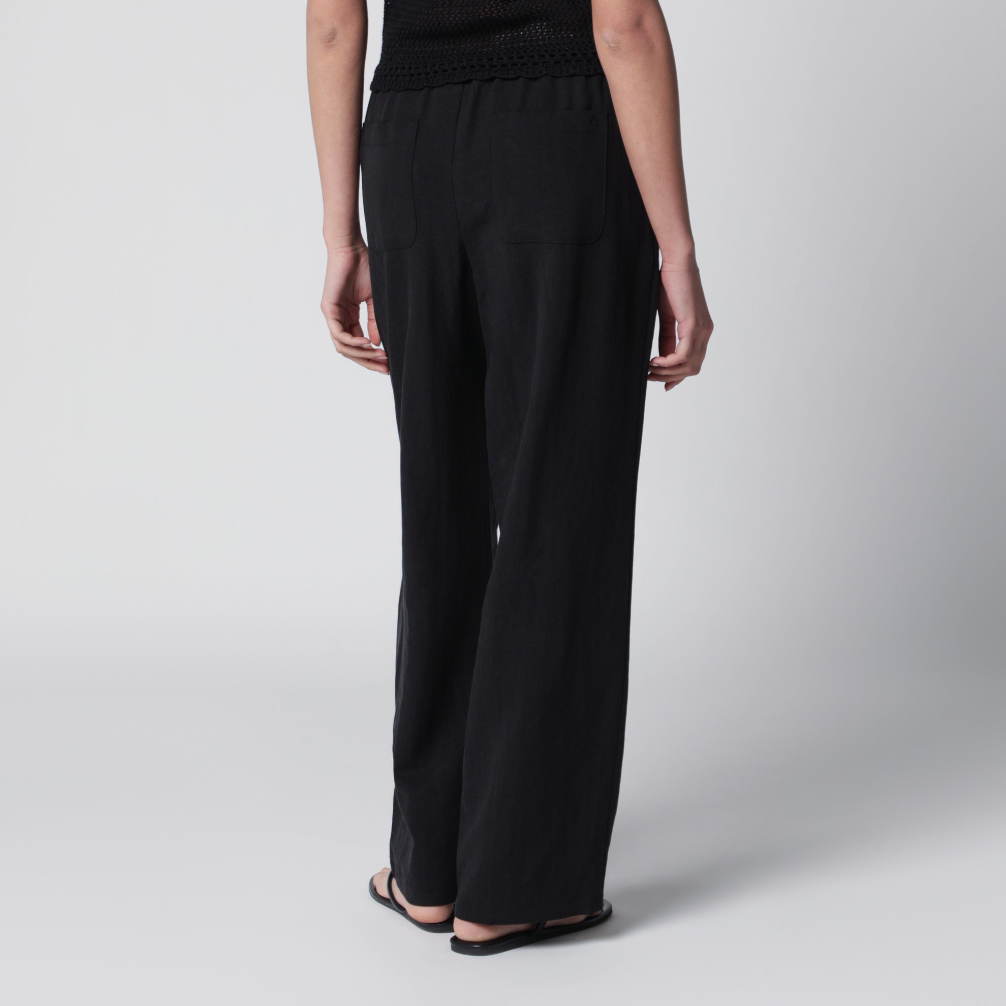 Schwarze Rayon-Hose