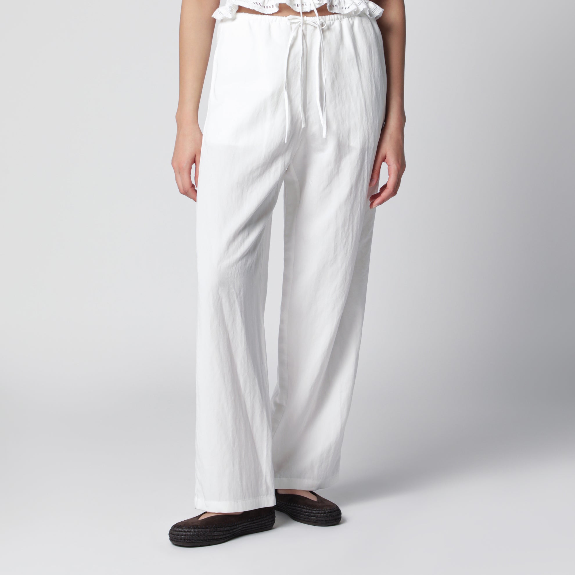 Ivory white rayon trousers
