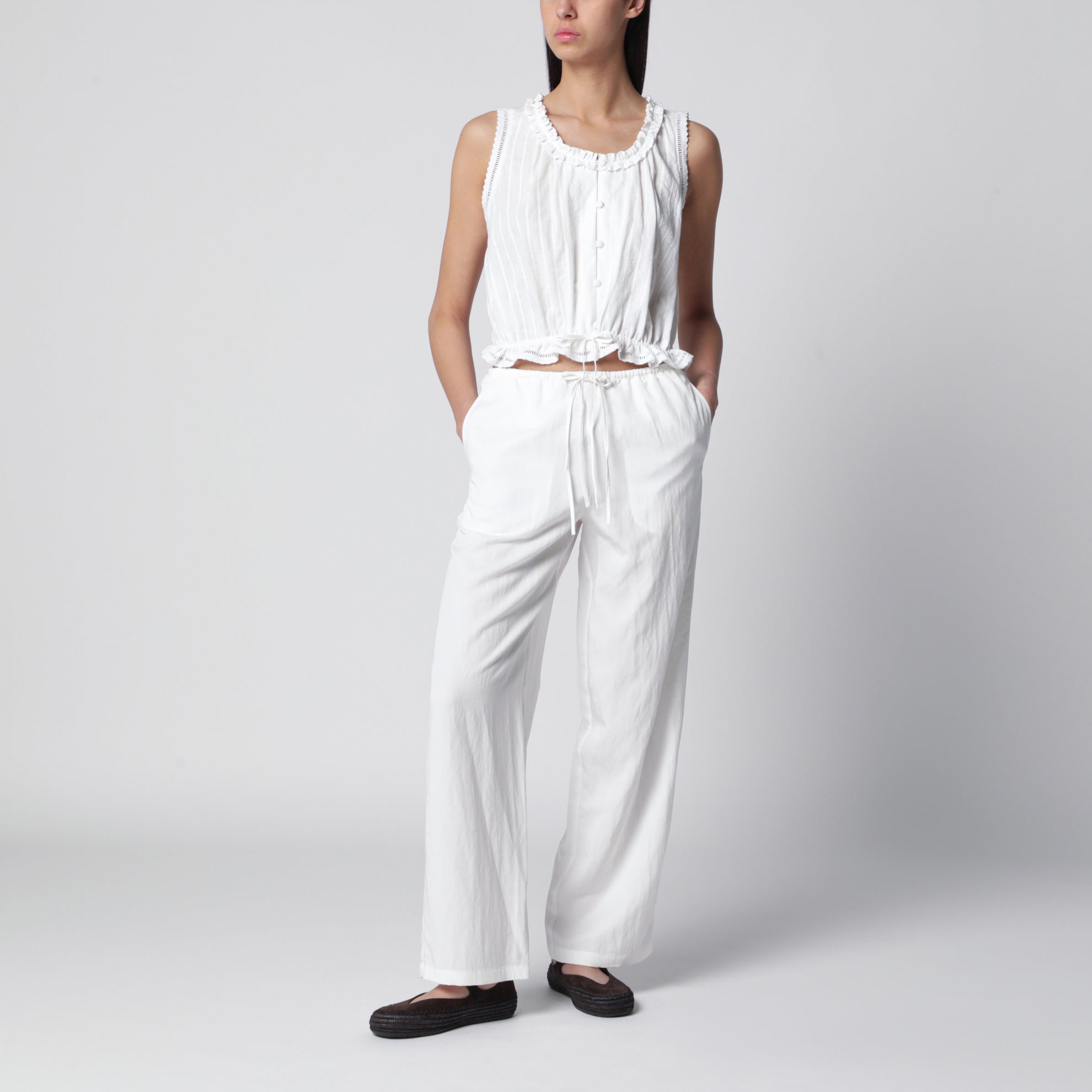 Ivory white rayon trousers