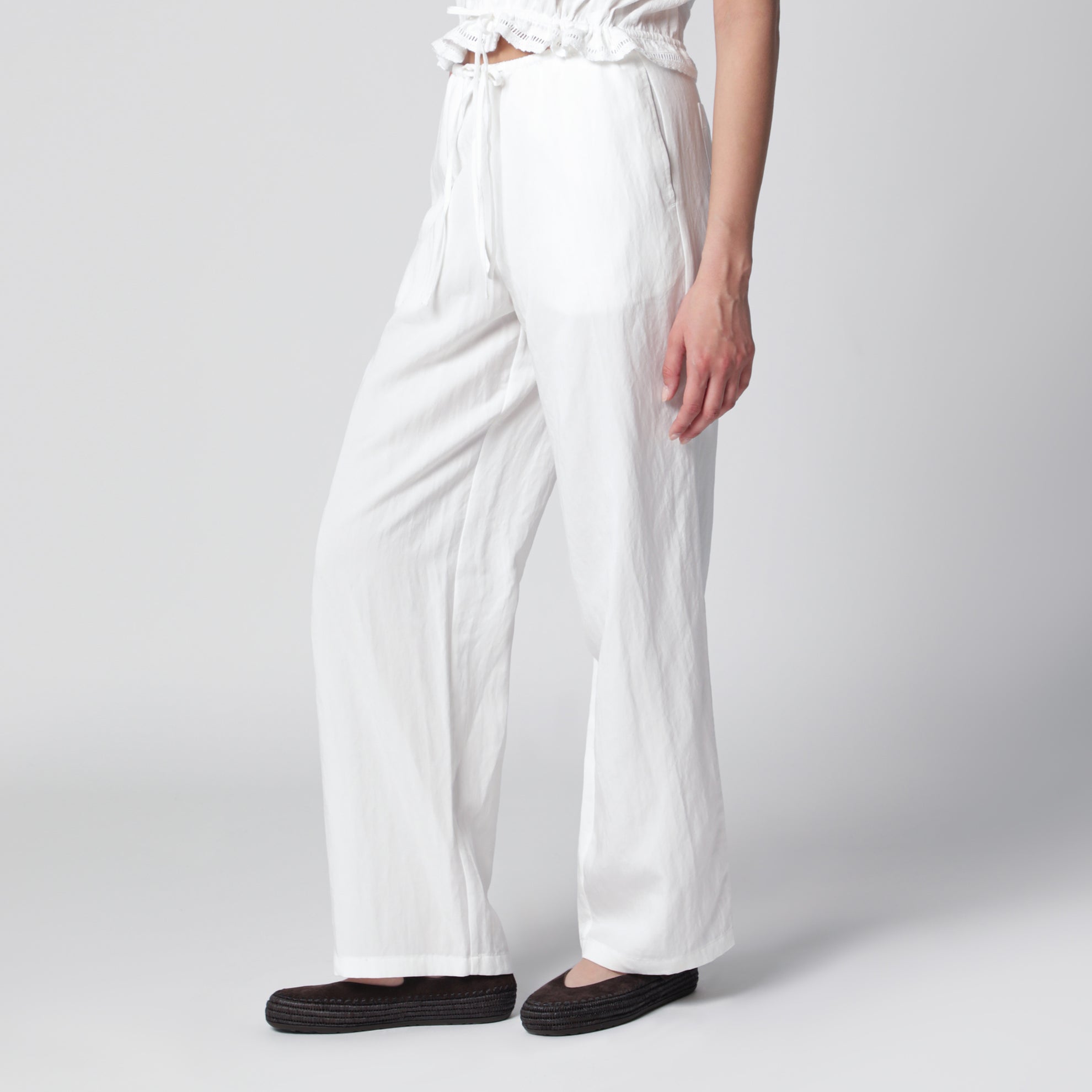 Ivory white rayon trousers