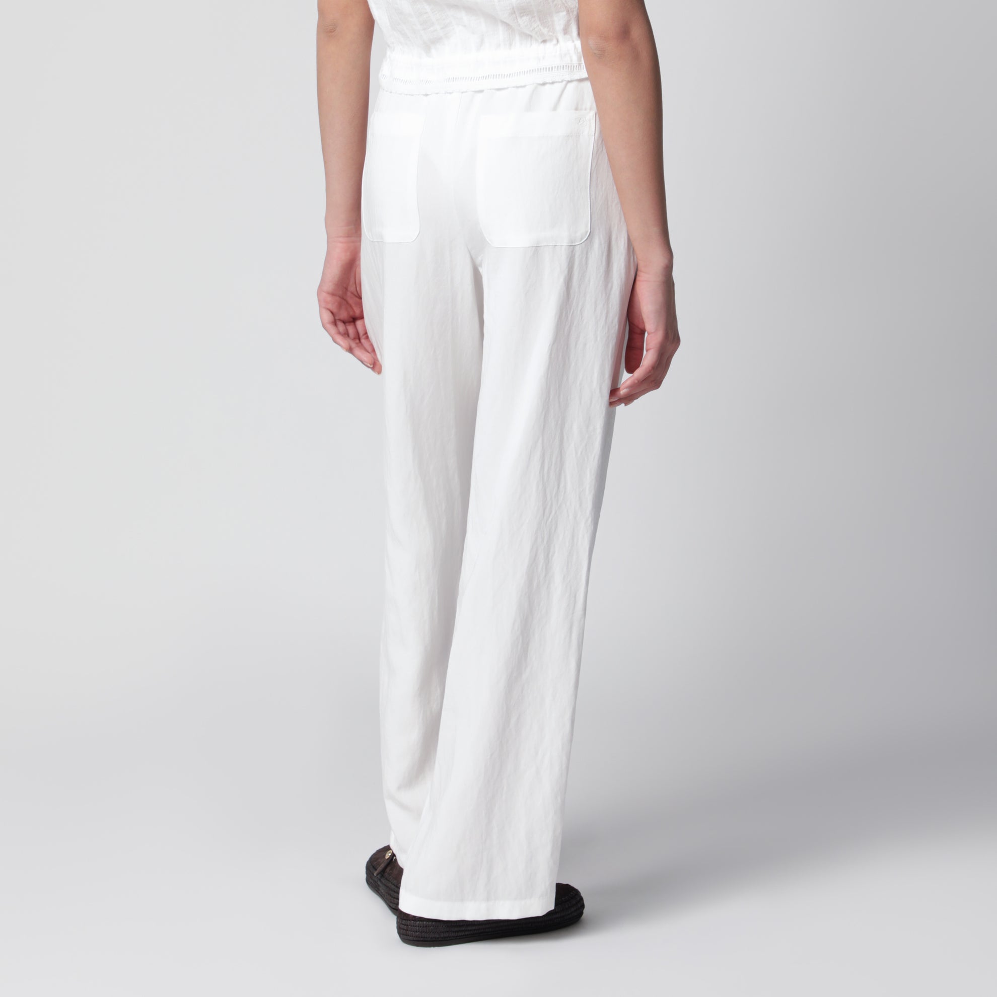 Ivory white rayon trousers