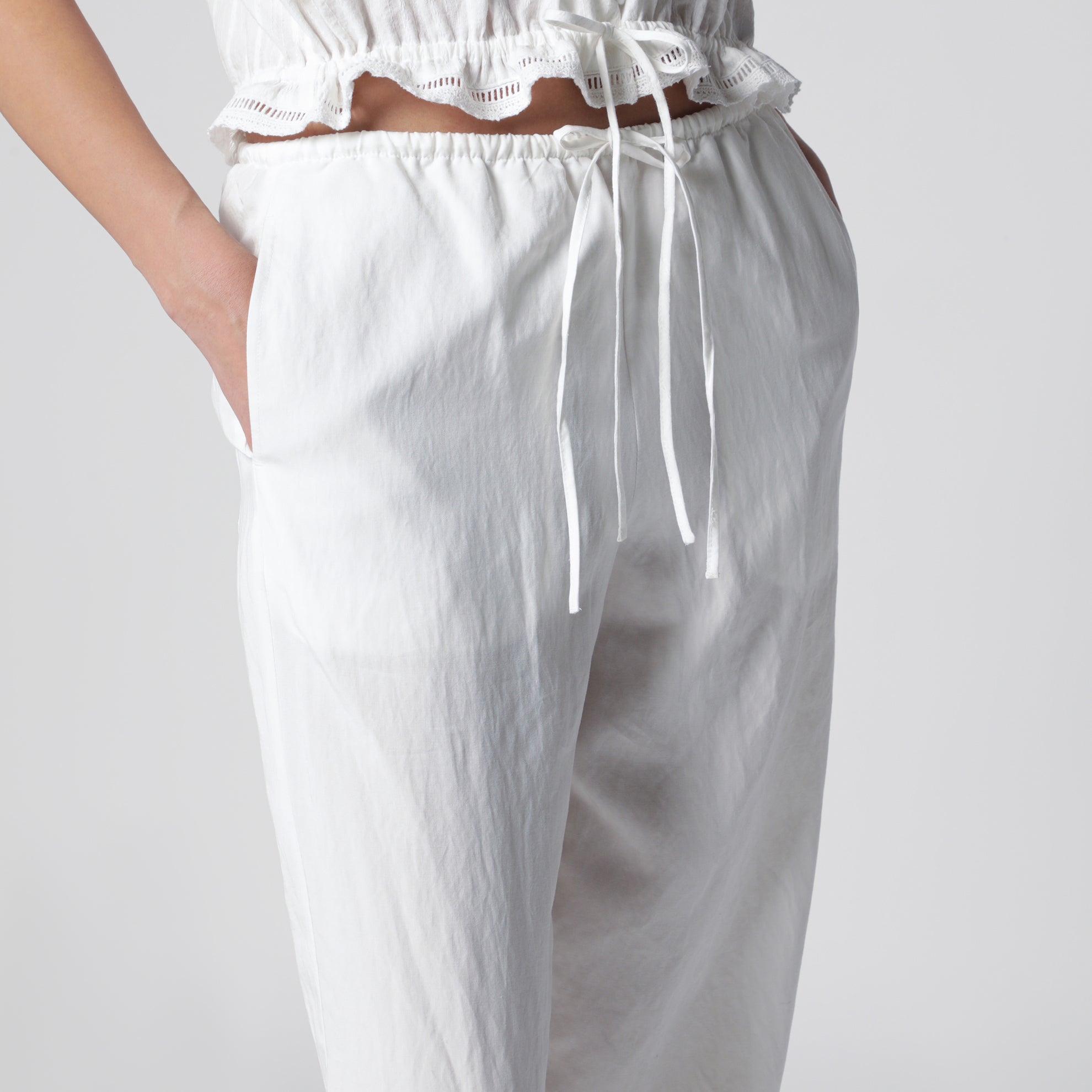 Ivory white rayon trousers