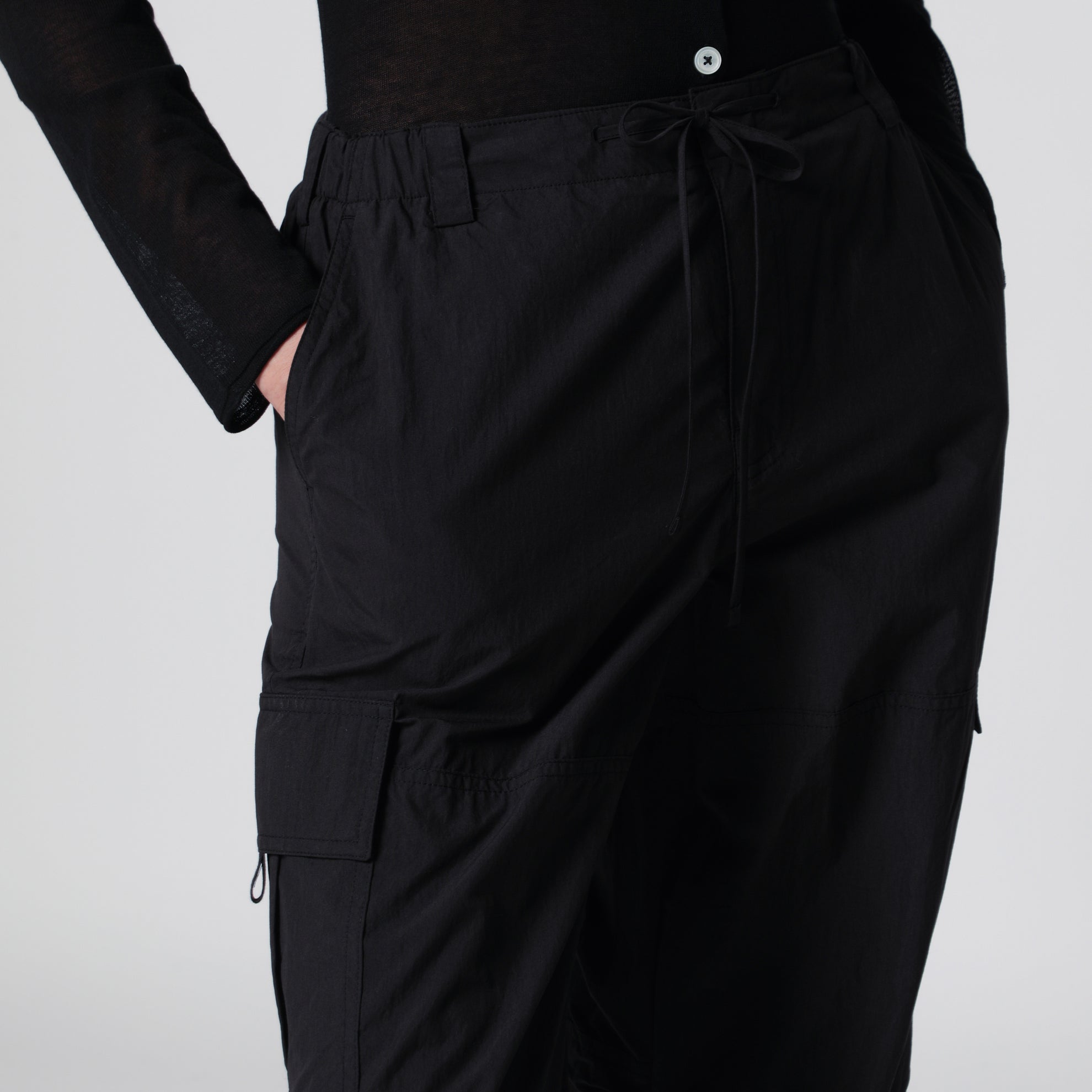 Black Utility Parachute trousers