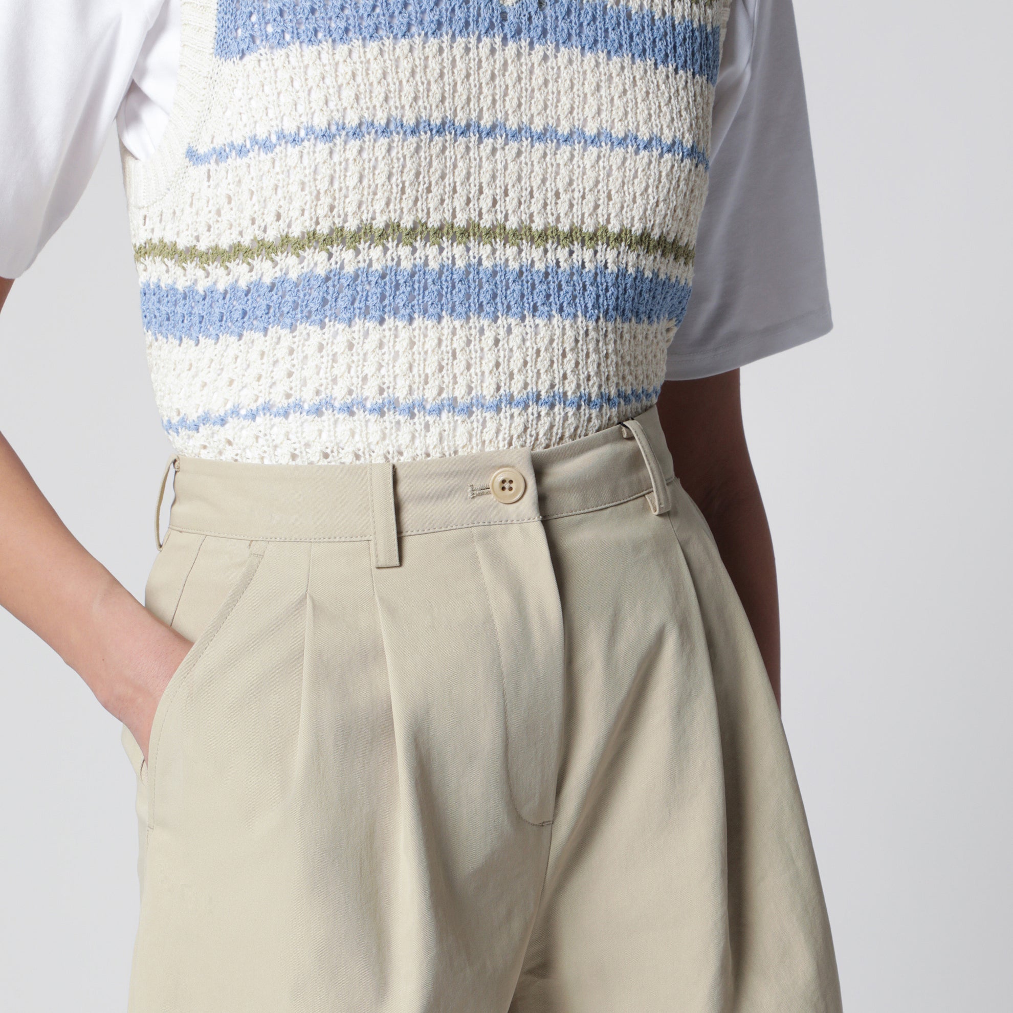 Bermuda en mélange de coton beige