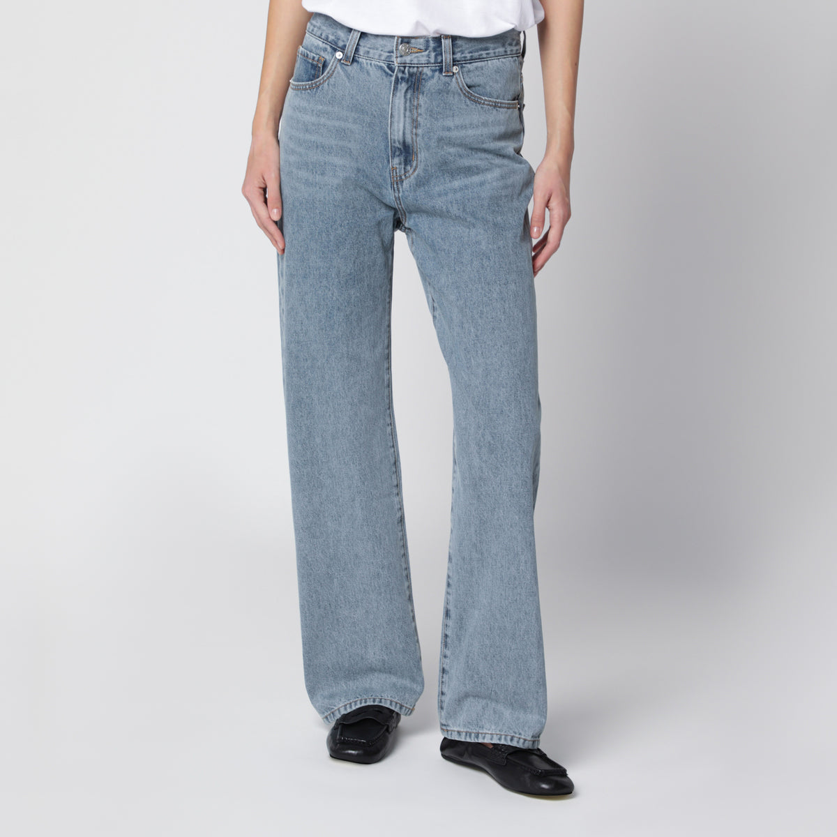Essential light blue cotton straight-leg jeans