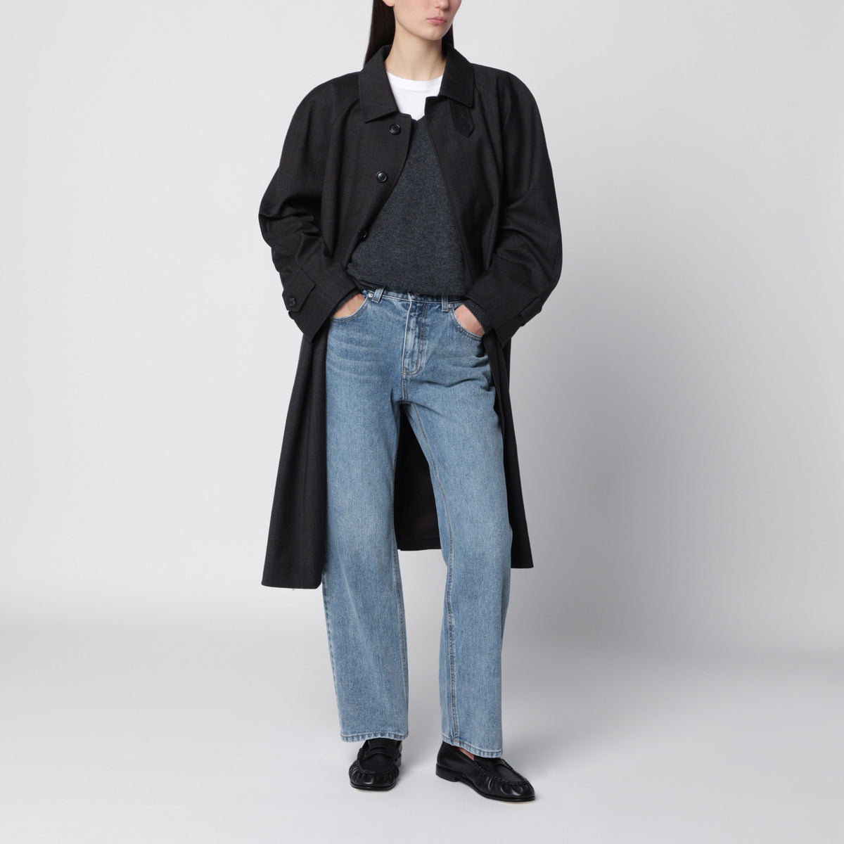 Essential light blue cotton straight-leg jeans