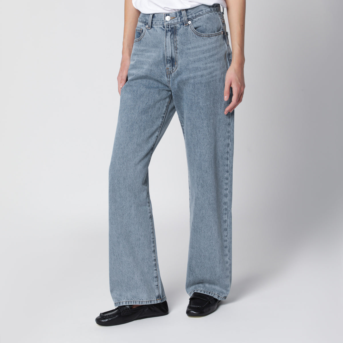 Essential light blue cotton straight-leg jeans