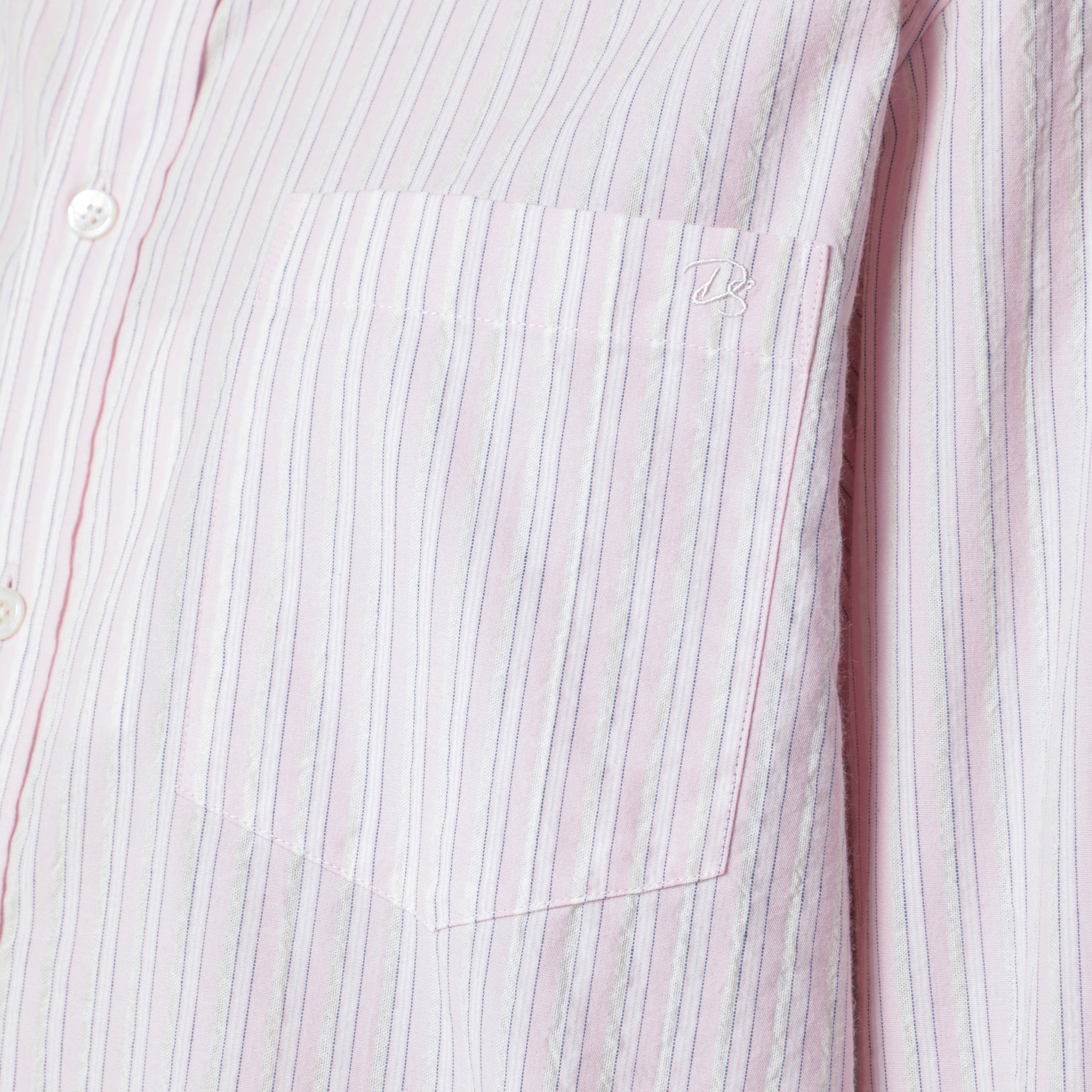Camicia rosa a righe in misto cotone