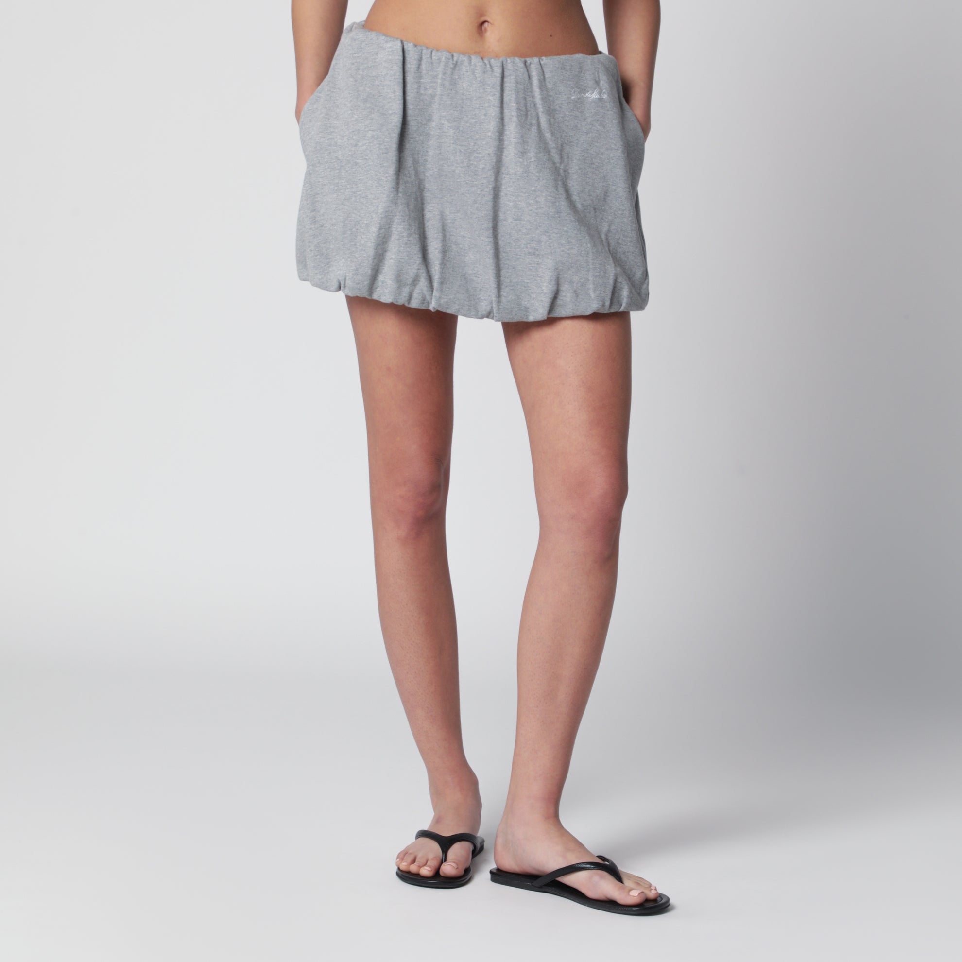 Grey mélange voluminous mini skirt