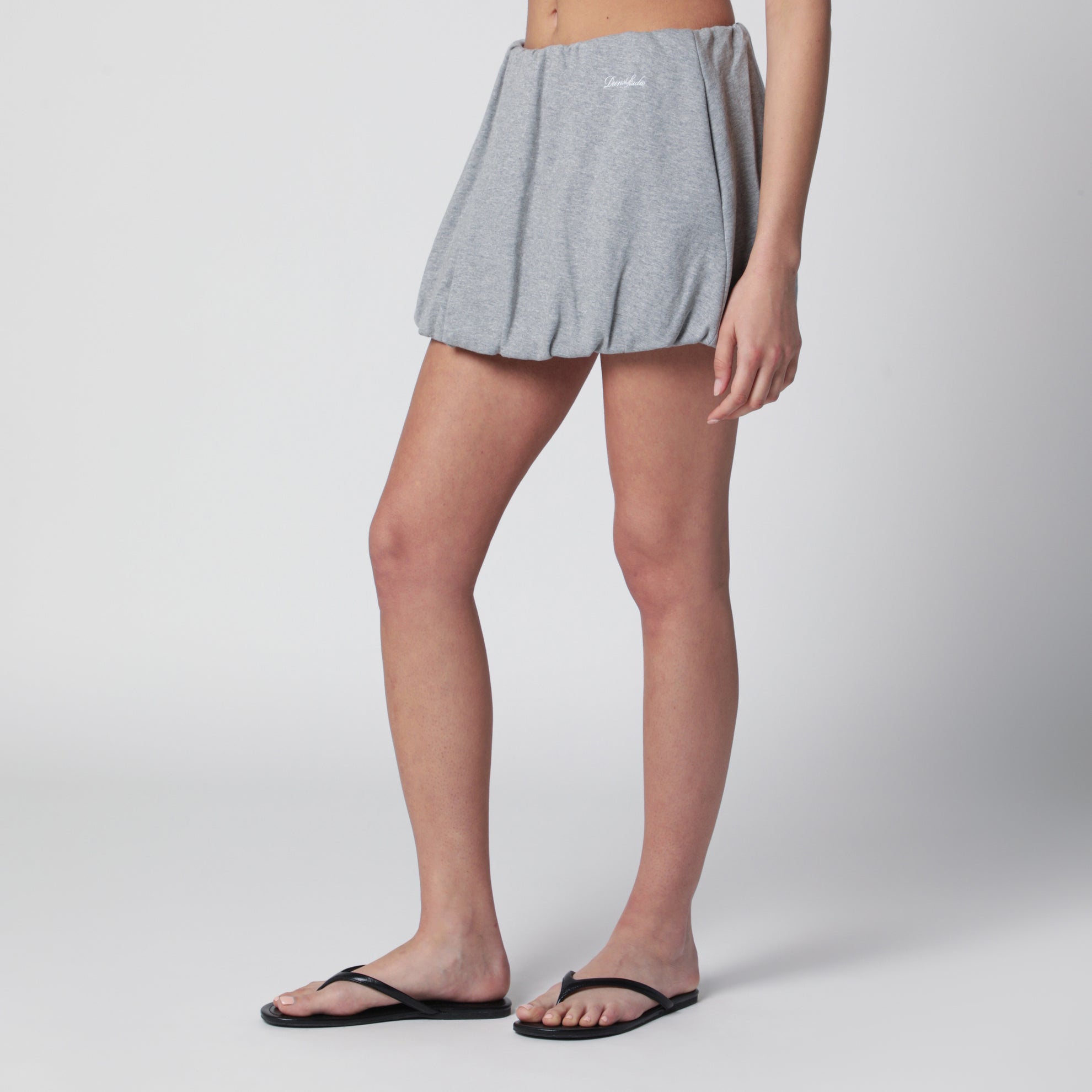 Grey mélange voluminous mini skirt