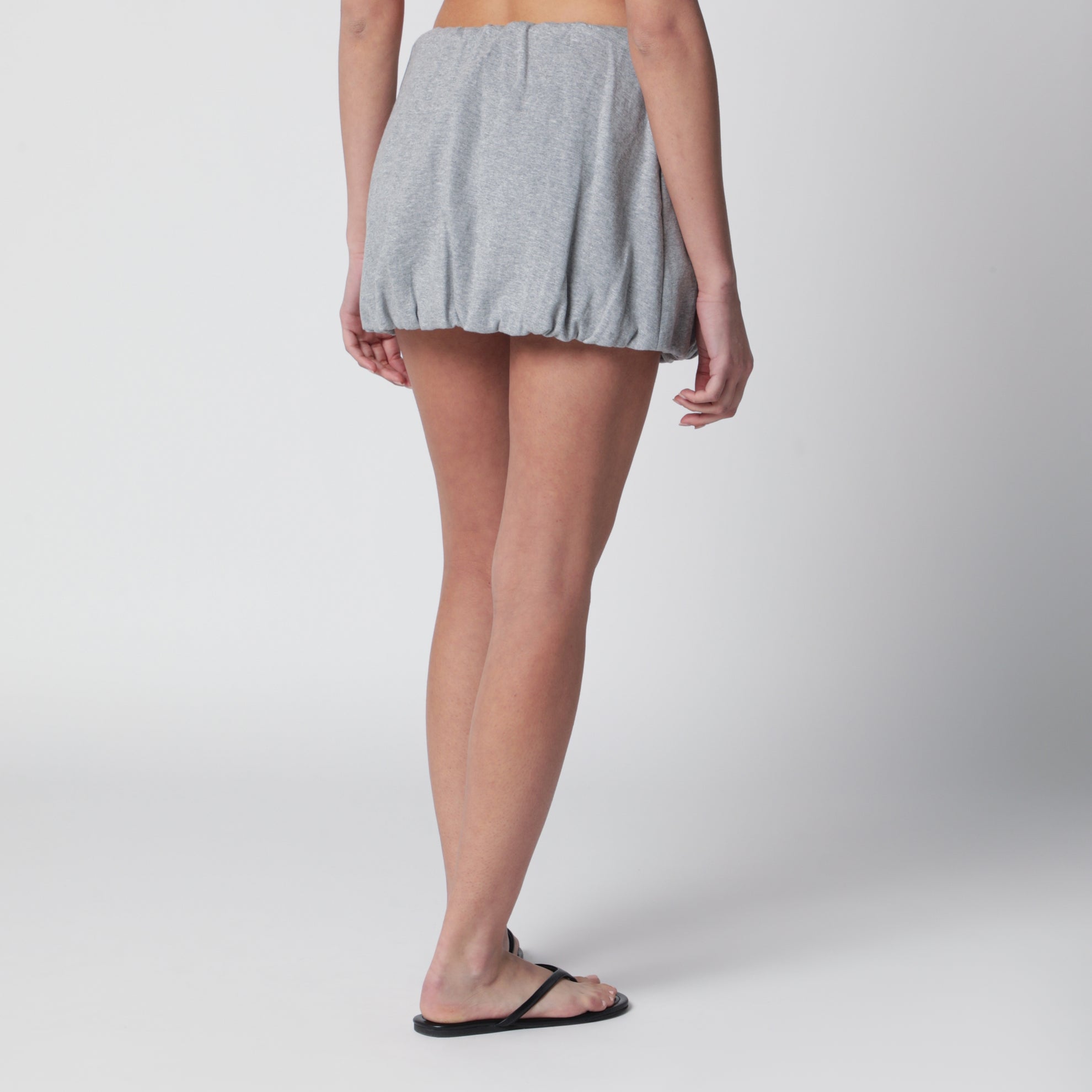 Grey mélange voluminous mini skirt