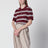 Gestreiftes Baumwoll-Poloshirt bordeaux/hellblau