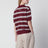 Polo rayé bordeaux/bleu clair en coton