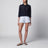 Cardigan traforato blu navy in misto lino