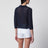 Cardigan traforato blu navy in misto lino