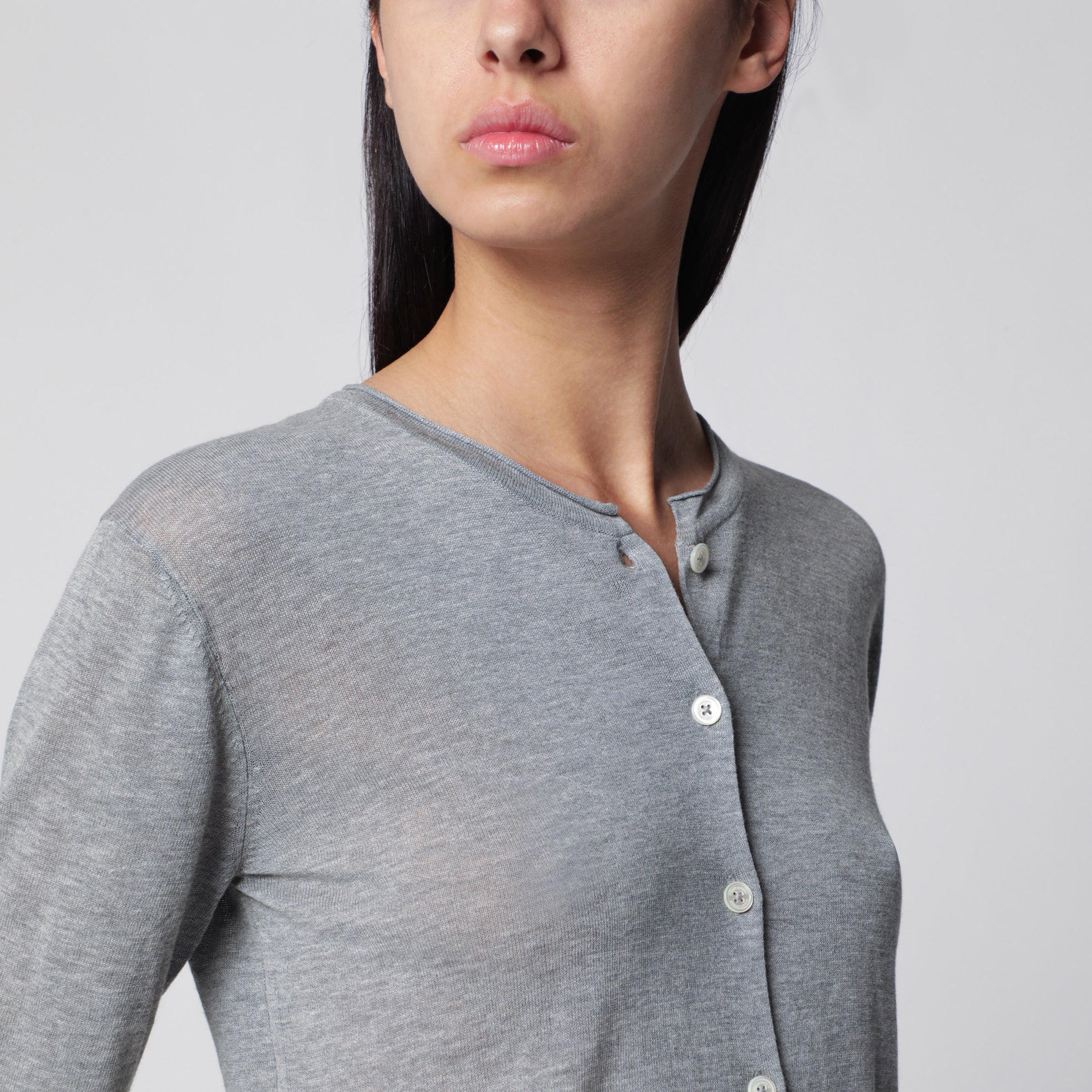 Cardigan grigio mélange in misto cotone
