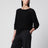 Maglia nera in misto cotone a trama larga