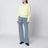Cardigan à col rond jaune clair en mélange de laine
