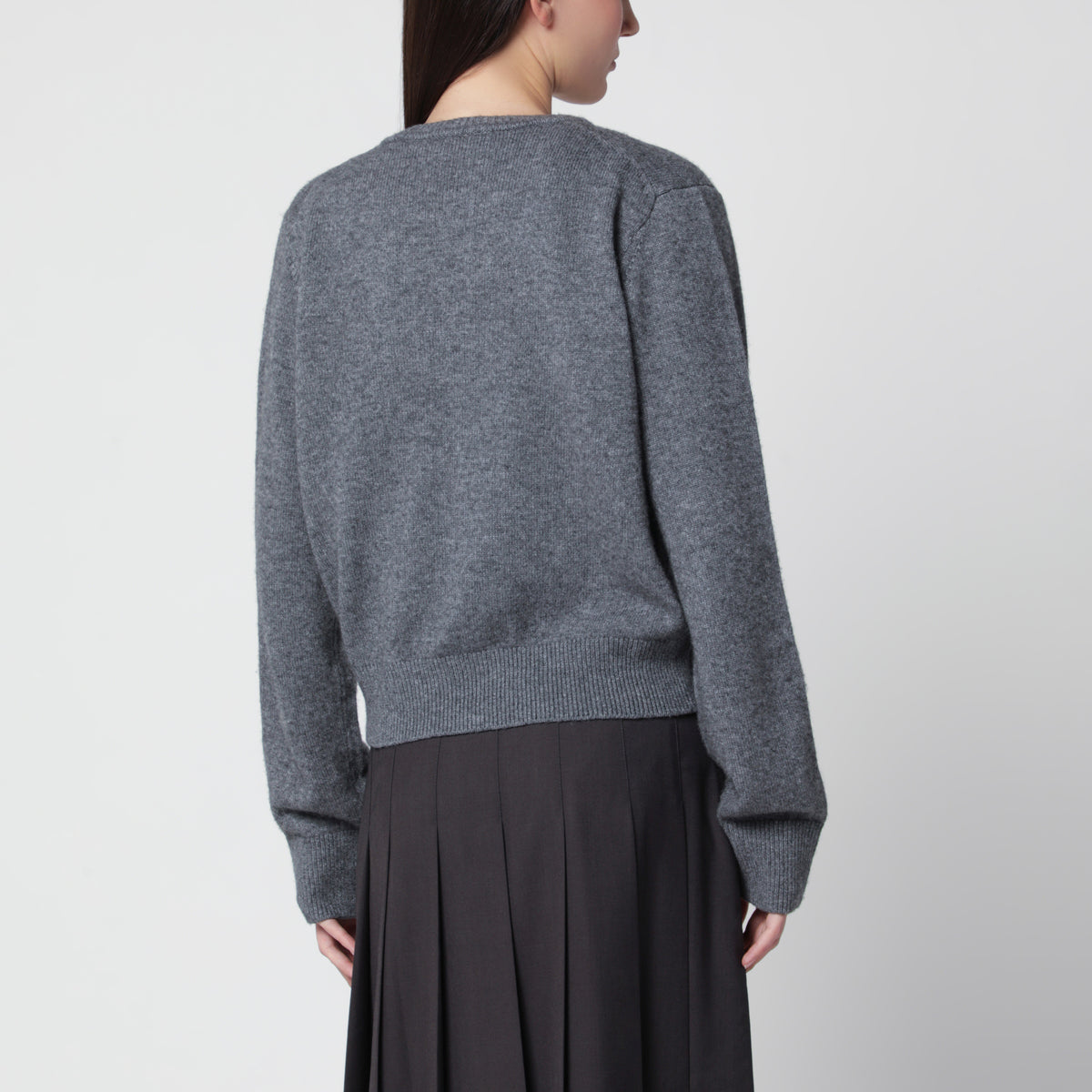 Charcoal grey V-neck cashmere blend sweater