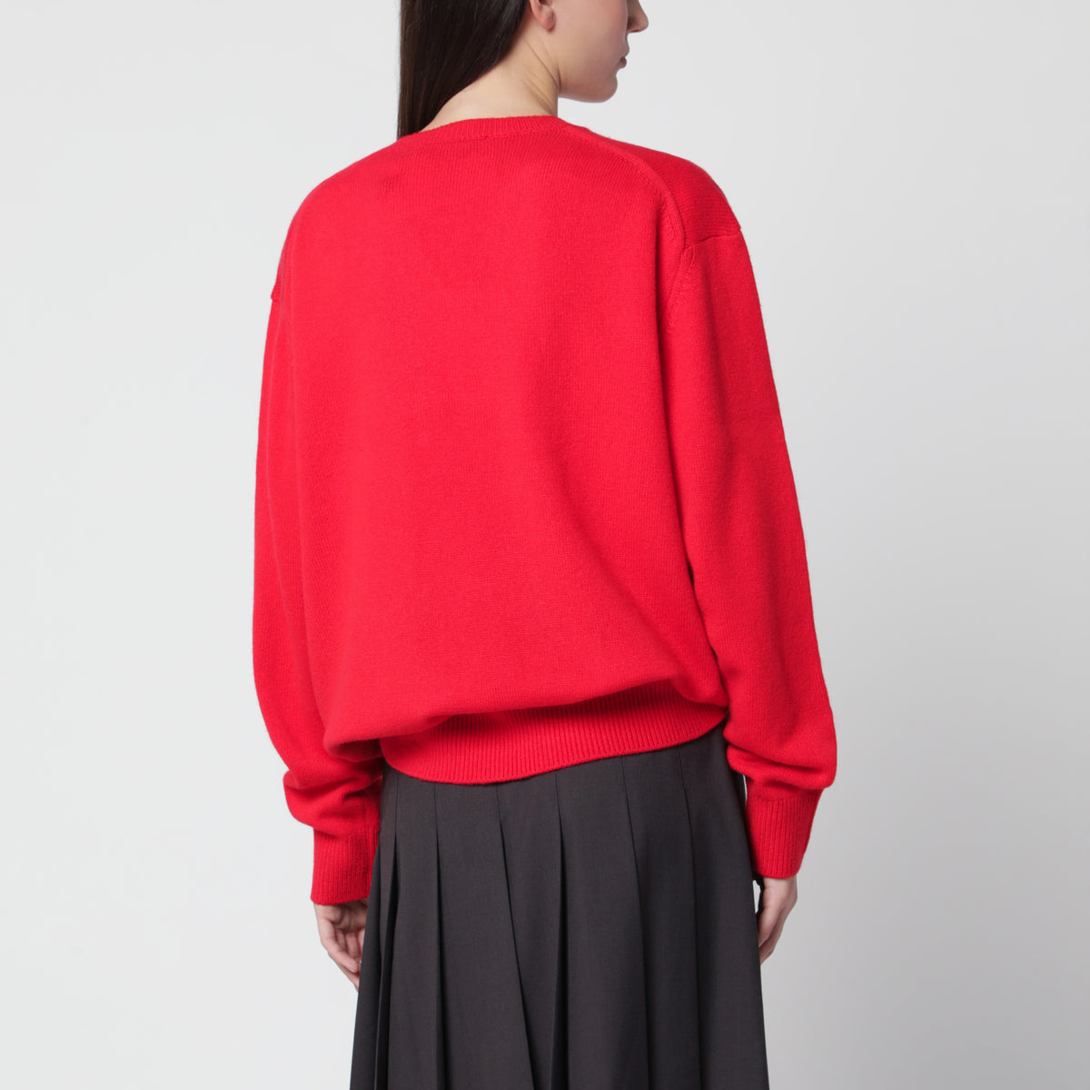 Red V-neck cashmere blend sweater