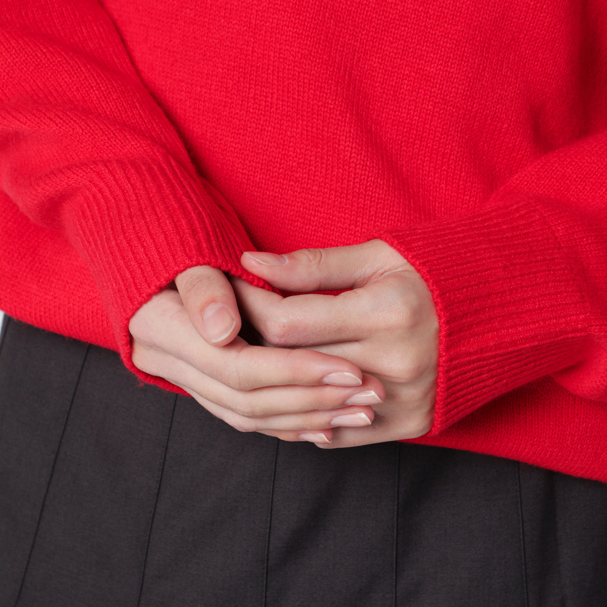 Red V-neck cashmere blend sweater