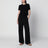 Black short-sleeved top in wool blend