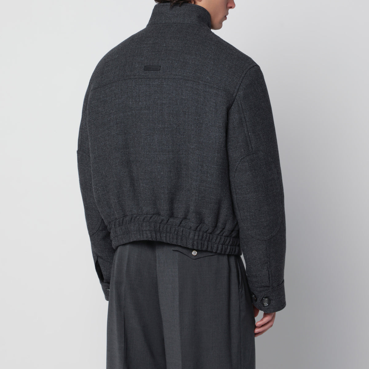 Wattierte Harrington-Jacke in Carbon Grey aus Wolle