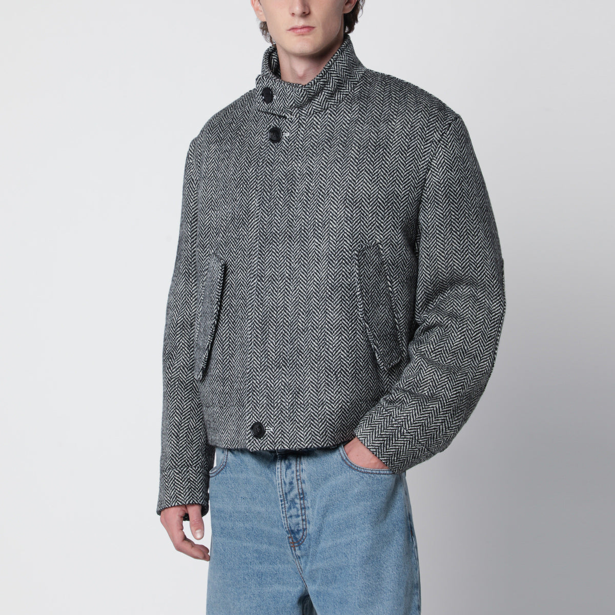 Black padded Harrington wool jacket