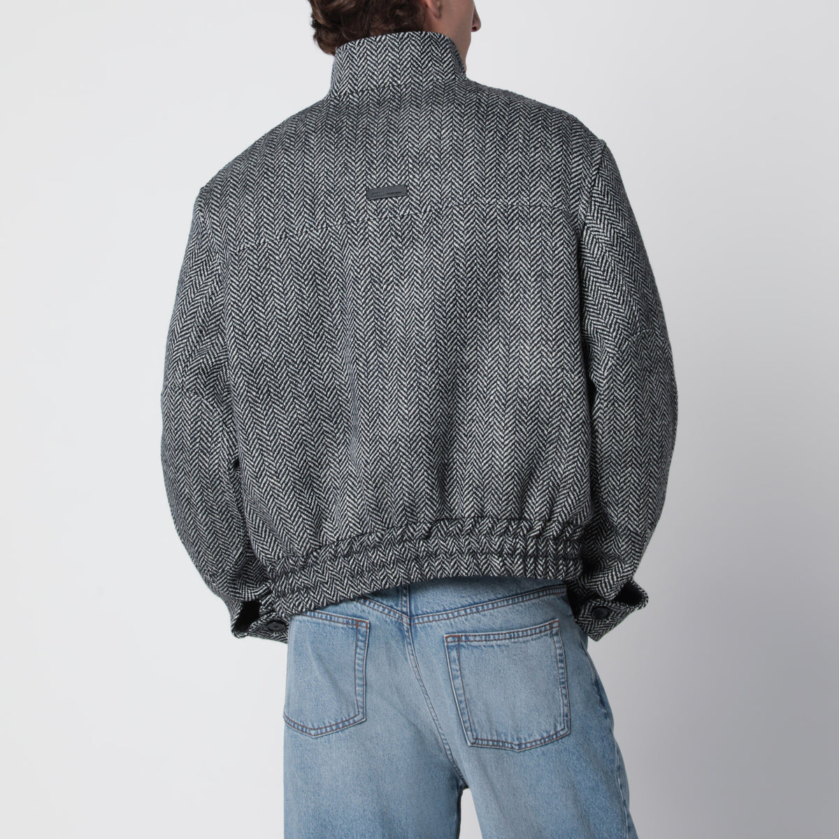 Black padded Harrington wool jacket