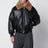 Veste matelassée noire en cuir d’agneau