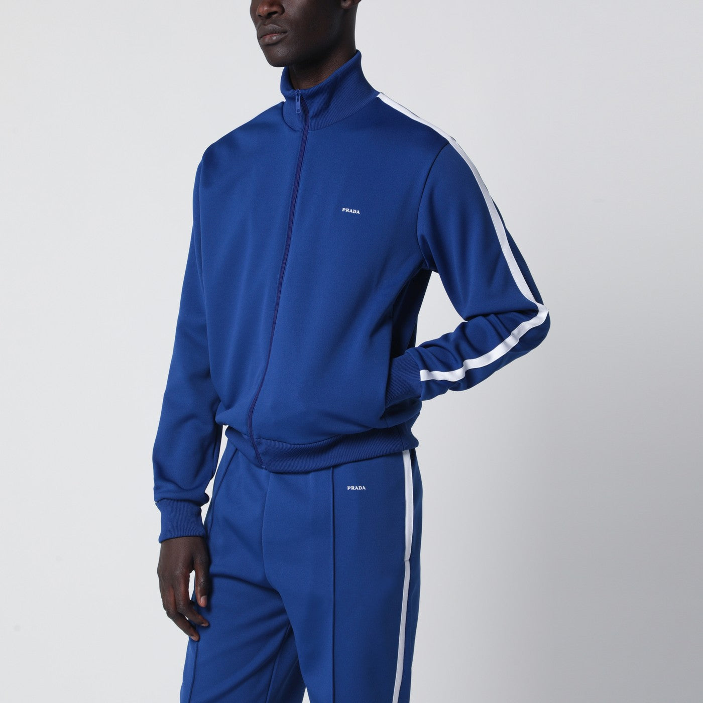 Bluette/white technical fabric sweatshirt