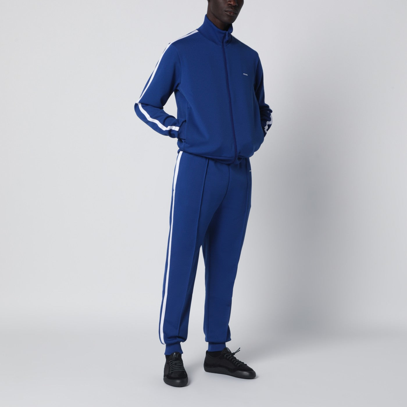 Bluette/white technical fabric sweatshirt