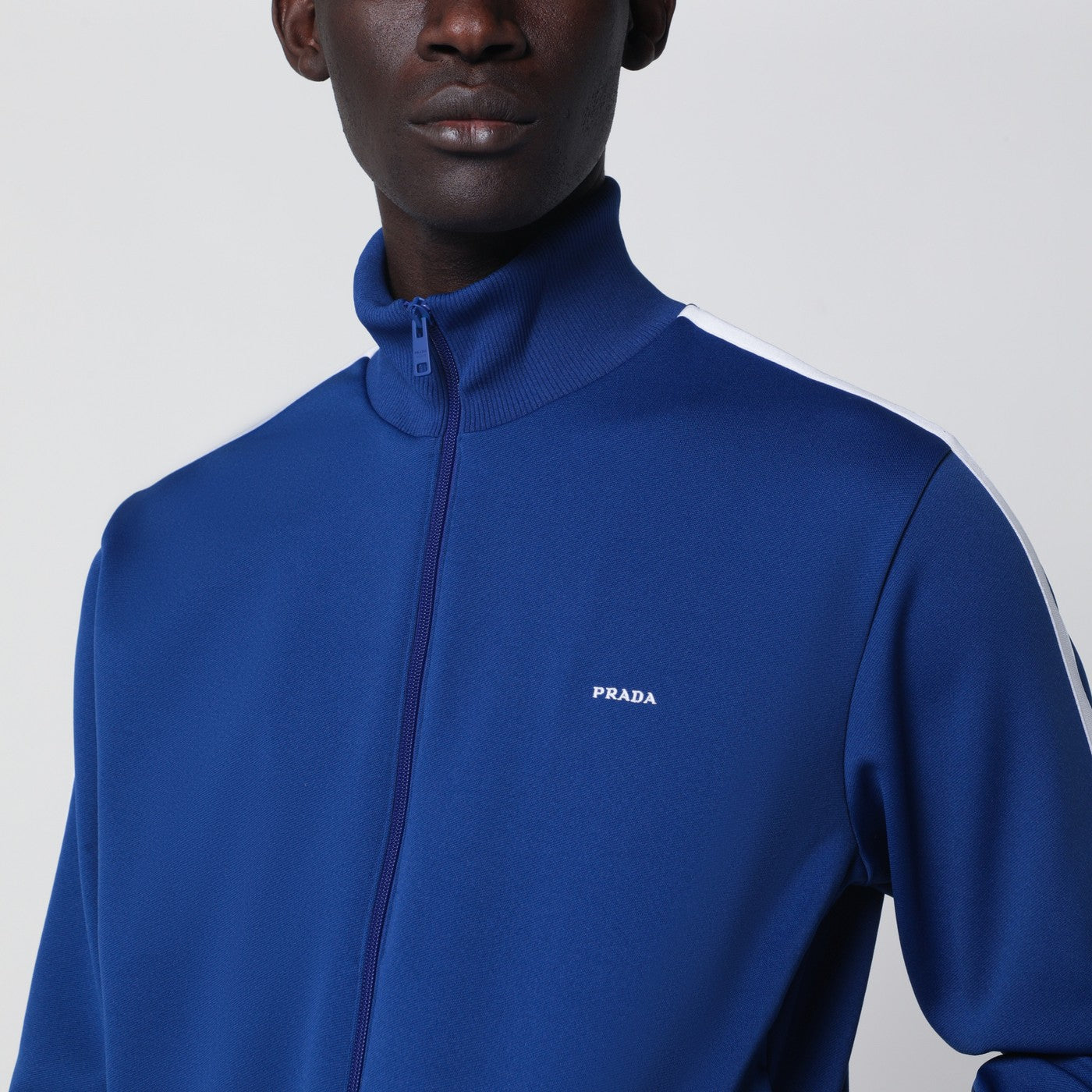 Bluette/white technical fabric sweatshirt