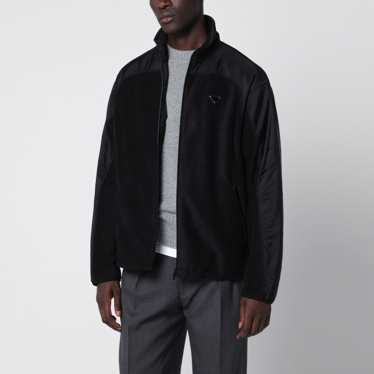 Schwarzer Fleece-Blouson
