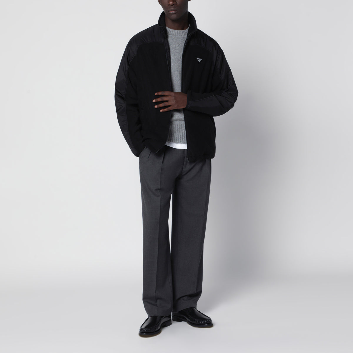 Schwarzer Fleece-Blouson
